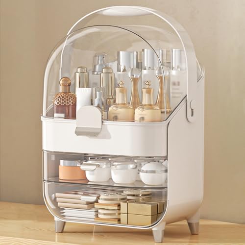 Makeup Organizer, Skincare Holder Bathroom Counter Organizer, Storage Box Cosmetic Display Cases, Teen Girl Gifts Trendy Stuff Make up Organizers for Vanity, Dresser, Countertop (Silver)