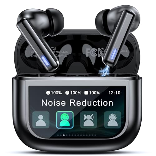Wireless Earbuds Bluetooth Headphones, Ear Buds with Touch Screen, ANC ENC Noise Cancelling Transparency Mode, 40H Stereo Deep Bass, IPX7 Waterproof, Clear Calls, 5 EQ for iOS Android (Black)