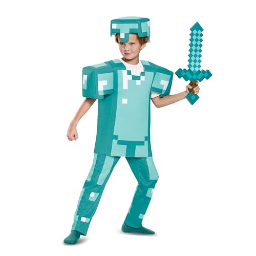 Disguise Minecraft Armor Deluxe Costume and Minecraft Sword Bundle, Child Size S (4-6)