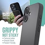 Smartish® iPhone 16 MagSafe Case - Gripmunk Magnetic Slim Case [Lightweight + Protective] Thin Grip Cover with Microfiber Lining for Apple iPhone 16 - Black Tie Affair