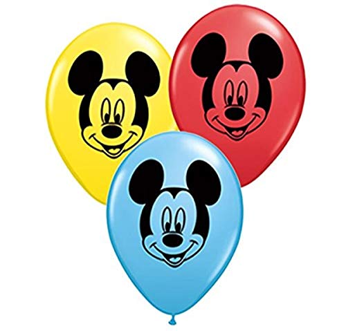 Qualatex 45336 Mickey Mouse Face Latex Balloons, 5", Multicolor, Pack of 100