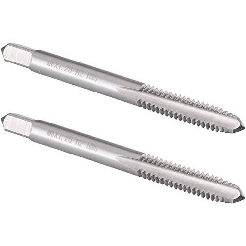 Burkit 2pcs M6 X 1.25 Thread Tap Right Hand, HSS M6 x 1.25 Straight Fluted Machine Tap