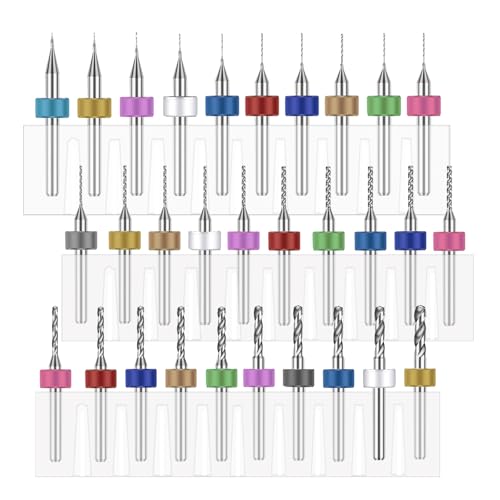 Sunxeke 30pcs Micro Drill Bits Set for Dremel,Spiral Flute 0.1mm-3mm Tungsten Steel Carbide mini PCB Drill Bits for Print Circuit Board,Stone Grinding,CNC Engraving,Jewelry Making etc
