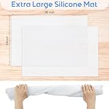 Hushee 2 Pack Extra Large Silicone Mat Place Mats Table Protector Craft Heat Resistant Mat for Kitchen, Painting(White,24 x 36 Inches)