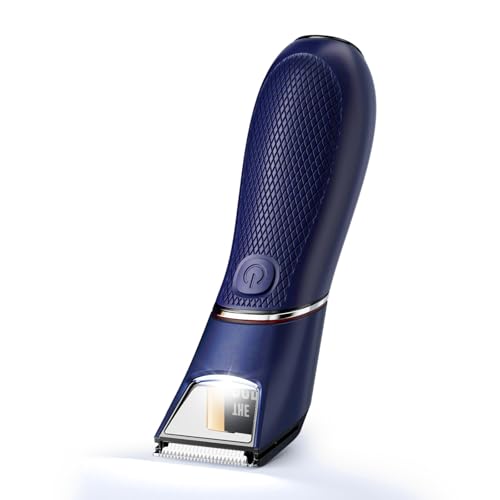 LGTGH Body Hair Trimmer for Men: Pubic Hair Trimmer with Mirror & LED Light - Electric Ball Shavers with Ceramic Blades & Travel Lock - Body Groomer IPX7 Waterproof Wet/Dry Use for Groin/Legs/Chest