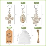 VZCBZC 240 Pcs Key Ring Cross Wooden Keychain with Organza Gift Bags -60 Sets Ideal Favor First Communion Favors for Guests