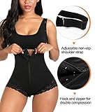 SHAPERX Women Shapewear tummy control Fajas Colombianas Body Shaper Zipper Open Bust Bodysuit,SZ7200-Black-New-M