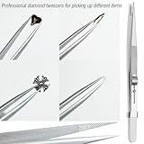 LIGHT RAIN Rhinestone Picker Tool - 2 Pcs Dual-head Pen with 4 Wax Tip, and Precision Jewelry Tweezers Kit for Pick Up Nail Art Gems, Stone, Crystals and Nail Charms