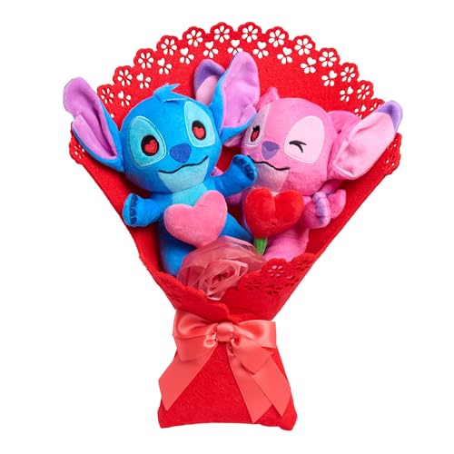 Disney Stitch Valentine 13.5-inch Medium Plush Bouquet, 4 Stuffed Animals Included, Kids Toys for Ages 3 Up by Just Play