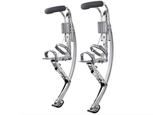 Skyrunner Adult Kangaroo Shoes Jumping Stilts Fitness Exercise (200-242lbs/90~110kg) Bouncing Shoes (Silver)