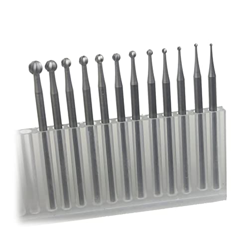 Luo ke 12 Pcs Round Shape Ball Burr Set - 3/32'' Shank Jewelry Making Burs Round Ball Shape Engraving Bits for Lapidary (008-040)
