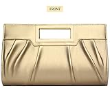 KKXIU Women Clutch Purse Elegant Pleated Evening Bag for Wedding Prom Bridal with Chain Strap (Golden)