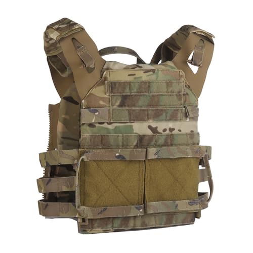 UniPro Tactical Vest, Lightweight Plate Carrier Fits 10"x12" SAPI Plates, Quick Release, CP Camo, Airsoft & Military Training
