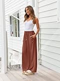 LILLUSORY Linen Wide Leg Pants Womens Palazzo Flowy Beach Vacation 2025 Summer Spring Outfits Clothes Trendy Casual Drawstring High Waisted Bohemian Cute Lightweight Trousers Pants with Pockets