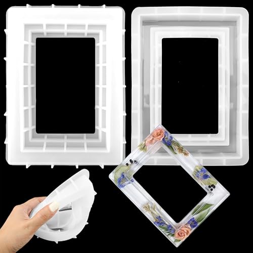 Resin Picture Frame Mold - Photo Frame Epoxy Resin Silicone Mold - Rectangle Resin Casting Mold for DIY Making Personalized Picture Frame Crafts Home Table Decoration Handmade Gifts (8x6 inch)