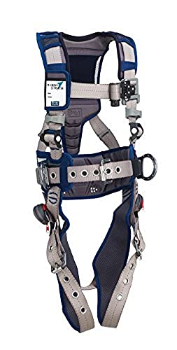 3M DBI-SALA 1112565 ExoFit STRATA, Aluminum Back/Side D-Rings, Tongue Buckle Leg Straps with Sewn in Hip Pad & Belt, Small, Blue/Gray
