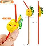 100 Pcs Disposable Straws Fruit Straws Umbrella Straws Party Table Decor Tropical Drinks for Cocktail Soft Drinks Hawaiian Luau Party Supply (50 Fruit + 50 Umbrella Straws)