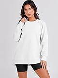 ANRABESS Womens Oversized Sweatshirt Crewneck Long Sleeve Tunic Pollover Shirt Side Zipper Hoodie Sweater 2025 Spring Clothes White X-Large