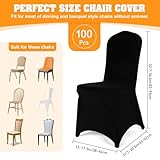 LIUKANGZE 100 PCS Black Polyester Spandex Chair Covers - Stretch Slipcovers for Wedding, Party, Dining, Banquet - Flat-Front Chair Covers