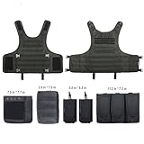 VPZenar Tactical Vest, Airsoft Vest and Cap,Gloves,Balaclava for Men, Black Lightweight Vest with Detachable Pouches for Adults,Sports Training Plate Vest,Tactical Airsoft Gear