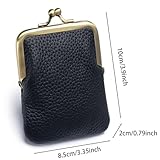 Yurtziru 1Pcs Vintage Coin Purse Kissing Lock Wallet Coin Organizer Buckle Kissing Lock Coin Purse Leather Coin Clip for Men & Women (Black)