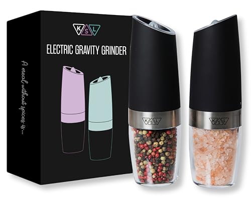 KSL Gravity Electric Salt and Pepper Grinder Set - Mother's Day Gift - Adjustable Motorized Electrical Powered Auto Shakers-Automatic Power Mill-Automated Battery Electronic Crusher