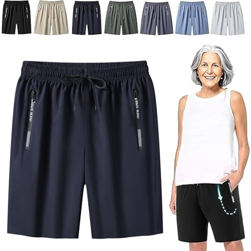 ICY Shorts - Airyflex Iced Active Silk Cooling Stretch Quick Drying Shorts for Senior Women Over 50 (US, Alpha, Large, Regular, Regular, Blue)