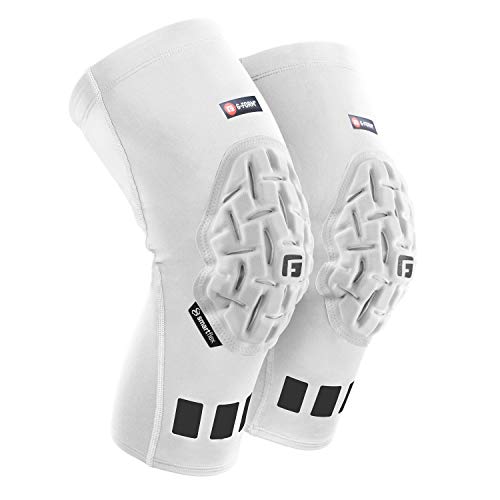 G-Form Pro Padded Compression Knee Sleeves – Compression Padded Knee Sleeves for Basketball, Volleyball, and Handball & Other Team Sports - Sports Gear - White, Adult XS
