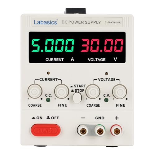 Labasics Digital DC Power Supply, 30V/5A Adjustable Single Output Switch Mode Regulated DC Power Supply for Bench Test Laboratory Research
