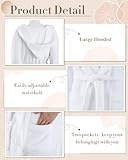 Vinsatin 6 Pcs Womens Hooded Robe Bulk Soft Plush Bathrobes Long Fleece Spa Winter Warm Towel Robes (White,L)