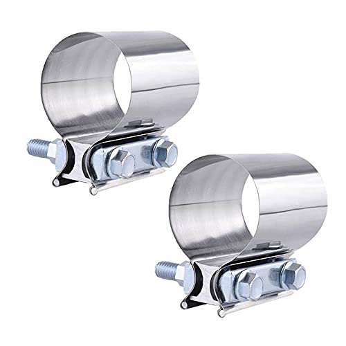 Luluxing 2Pcs 1.5inch Butt Joint Exhaust Band Clamp Stainless Steel Exhaust Muffler Clamp For Exhaust Pipes Muffler Ends And Exhaust System Connection (40MM)