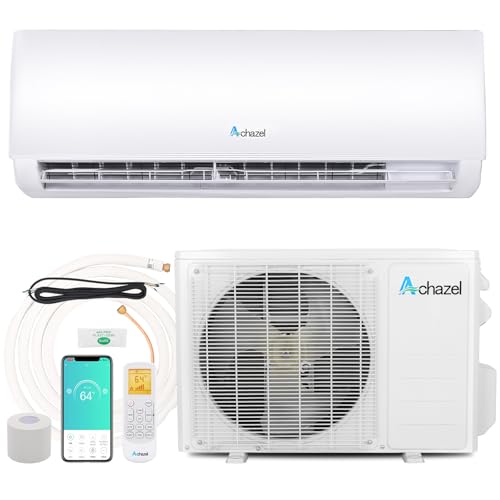 ACHAZEL 12,000 BTU 19 SEER2 Wifi Enabled Mini Split Air Conditioner & Heater, 115V Energy Saving Wall Mounted Inverter Ductless AC Unit Cools up to 750 Sq. Ft, Heat Pump & Installation Kit