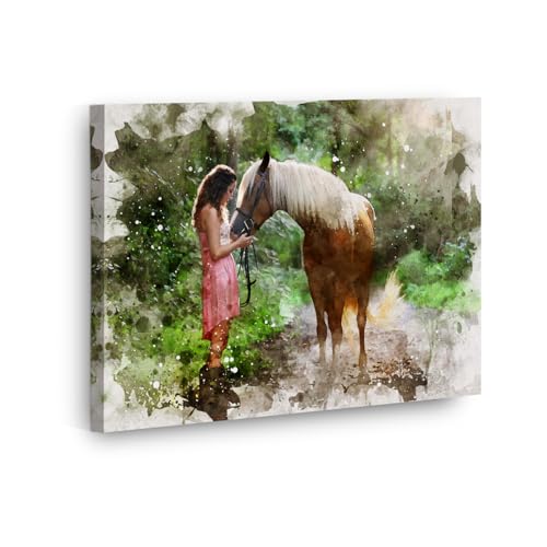 DROLLX Personalized Watercolor Portrait Canvas from Photo Custom Prints Wall Art customized picture gifts