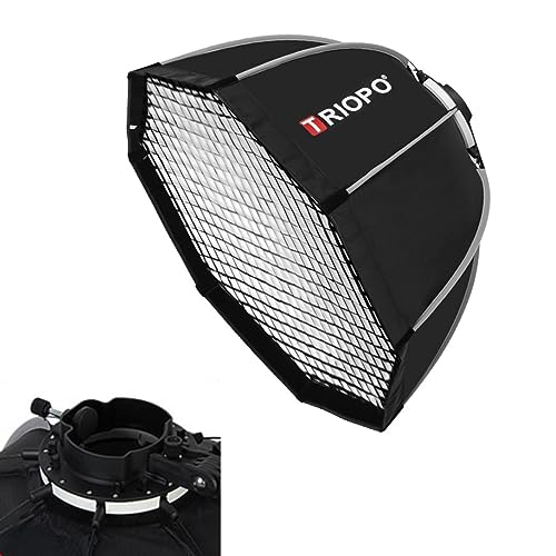 Triopo KX90 Soft Box 35.4in/90cm Softbox with Honeycomb Grid, Octagon Umbrella Photography Softbox for Godox V1 V1Pro AD200Pro AD200ProII Round Head Flash Speedlite Speedlight Soft Box Light Diffuser