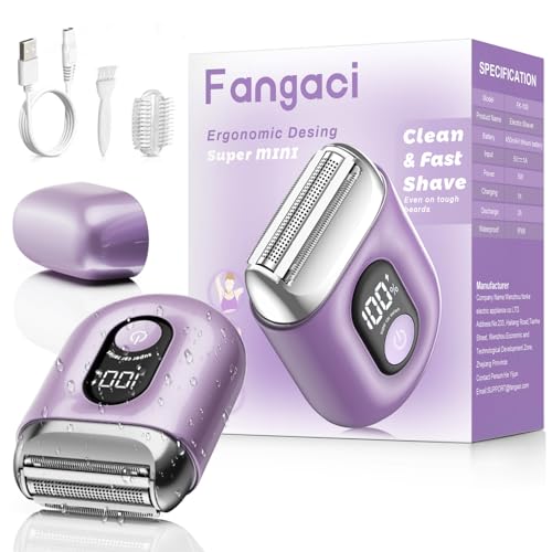Fangaci Cordless Electric Shaver for Women: Mini Electric Razors with LED Display - Rechargeable Bikini Trimmer - IPX7 Waterproof Wet Dry Face Razor for Body Public Leg