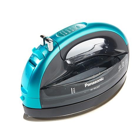 Panasonic Teal 360 Freestyle Cordless Iron NI-WL607 - Portable Steamer for Clothes with Ceramic Charging Base, Vertical Steam Irons, Compact Heavy Duty Press Ironing Machine, 2000 Watts