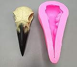 3D Crow Skull Silicone Mold Chocolate Candy Gypsum Candle Baking Mold,Pink,10.3x4.5x2.8cm