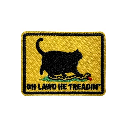 Zolawe Oh Lawd He Treading Hook and Loop Patch, 3 Inches Sew On Patches, Embroidery Patches for Backpacks Bags Vest Dog Harness, Tactical Military Embroidered Patches, Funny Cat with Snake DIY Patch