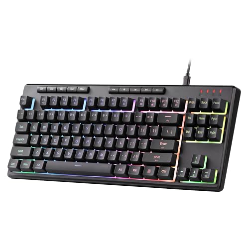 Redragon K516 Shiva TKL Wired RGB Membrane Gaming Keyboard, 87 Keys Mechanical-Feel Keyboard w/Smooth Linear Switch, On-Board Macro & Dedicated Multimedia Keys, 16.8M RGB Backlit, Software Supported