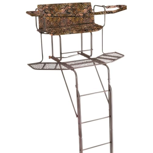 Guide Gear 20' 2-Man Ladder Tree Stand with Hunting Blind Climbing Hunt Seat, Hunting Gear Equipment Accessories