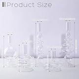 Rtteri 5 Pcs Glass Candlestick Holders Colorful Glass Taper Candle Stand Groovy Candlestick Wavy Boho Chic Clear Bases Holders Elegant Vase for Home Party Centerpiece(Clear)