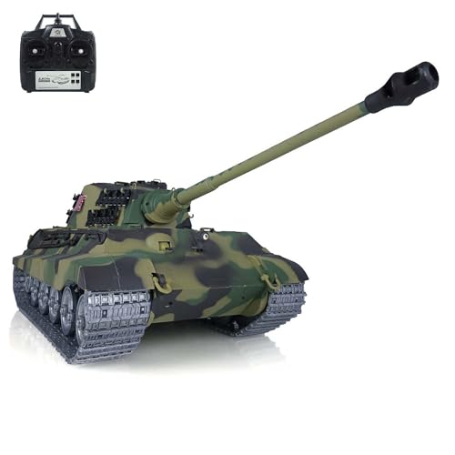 wheelfun Heng Long RC Tank 1/16 7.0 Customized King Tiger 3888A Metal Wheels Barrel Recoil Infrared Combat 360° Rotating Turret Smoking Generator BB Shooting Airsoft Tank That Shoot