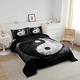 Feelyou Yin Yang Bedding Set for Girls Boys Children Boho Trippy Psychedelic Art Comforter Set Decorative Gossip Pattern Comforter Traditional Ying Yang Theme Duvet Set Twin Size 2Pcs