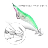 Lighted Squid Jig Hooks, 4Pcs Led Light Fishing Shrimp Bait Set, Simulation Prawn Lures Squid Crawfish Bass Jig Lures with Enhanced Hook