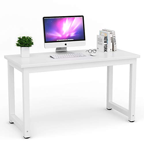 Tribesigns Modern Simple Computer Desk, 47 inch Office Desk Computer Table, Study Writing Study Desk for Home Office, White