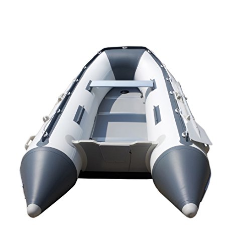 Newport 8ft 10in Dana Inflatable Sport Tender Dinghy Boat - 3 Person - 10 Horsepower - USCG Rated, White/Gray