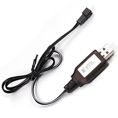 Heyiarbeit 1Pcs SM-2P Nickel Cadmium Nickel Hydrogen USB Charging Cable USB Charger Power Adapter Cable 6V for RC Car Ni-MH Ni-CD Battery Black