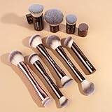 MAANGE 8 Pcs Makeup Brushes with Bag, Double-End Multi-functional Makeup Brushes for Blending Liquid Powder Concealer Cream Blush Buffe (Coffee Brown)