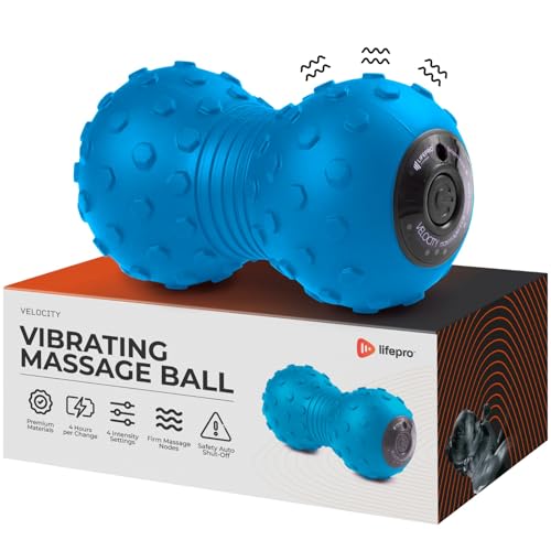 LifePro 4-Speed Vibrating Massage Ball - Peanut Massager Combines a Lacrosse Ball with Vibrating Foam Roller | Vibration Roller for Recovery, Mobility & Deep Tissue Trigger Point Therapy