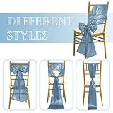 fani 100 PCS Dusty Blue Satin Chair Sashes Bows Universal Chair Cover for Wedding Reception Restaurant Event Decoration Banquet,Party,Hotel Event Decorations (7 x 108 inch)